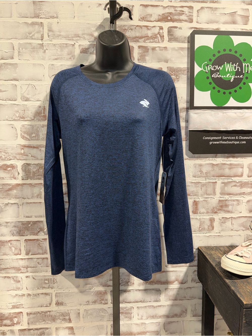 Rabbit Athletic Women's Long Sleeve Crew Neck Top - Navy large